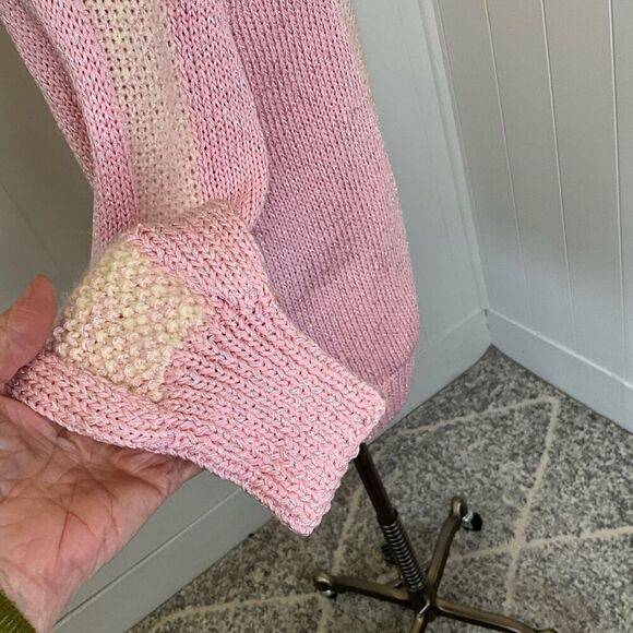 Vintage Nannell Women’s Small Pink Wool Rabbit Hair Blend Hand Knit Sweater - Picture 8 of 14